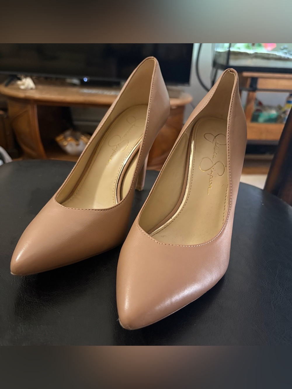 Jessica Simpson Blush Nude Pointed Leather Pump
